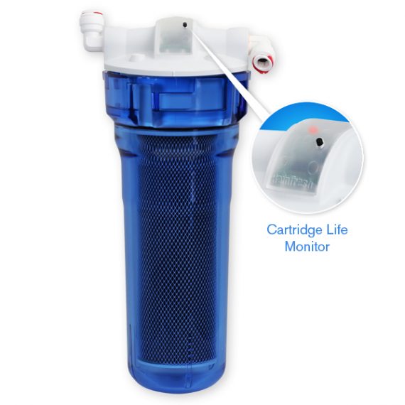 Inline chlorine water filter with ON/OFF/BYPASS valve, model FC250